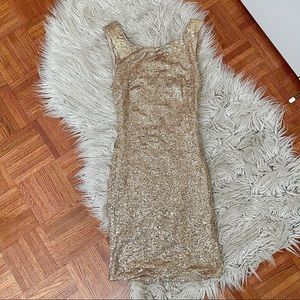 Gold/champagne sequin mini dress XS
